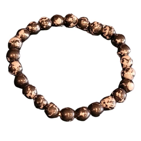 Snowflake Obsidian 8mm Beaded Stretch Bracelet – Unisex Protection Balance Stone - Picture 1 of 4